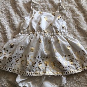 White and gold baby summer dress